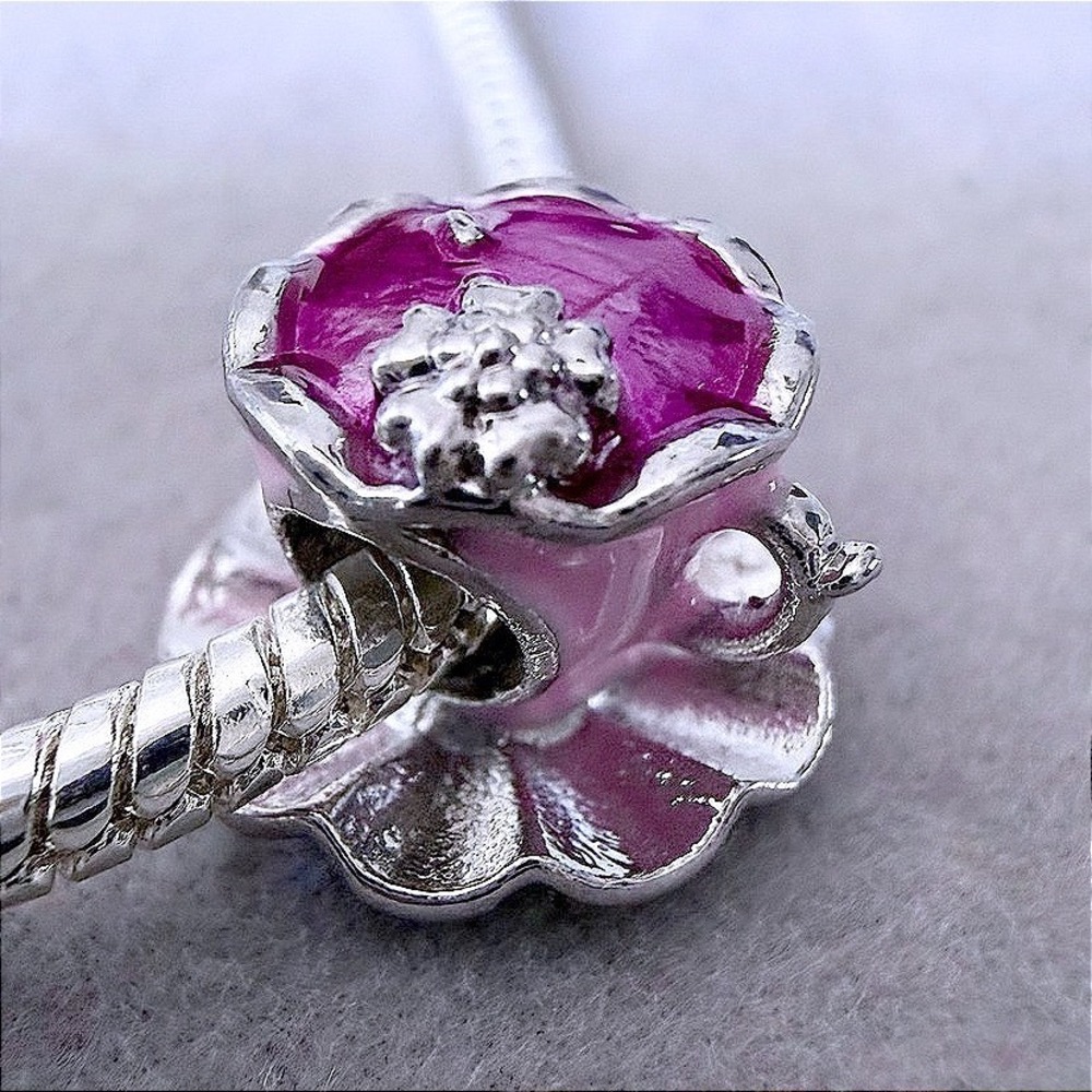 Pink Teacup and Saucer Bead Charm fits PANDORA